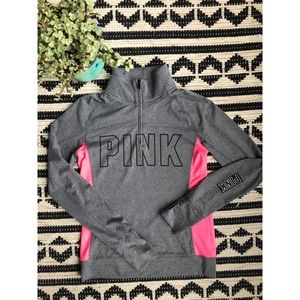 PINK half zip sweatshirt.